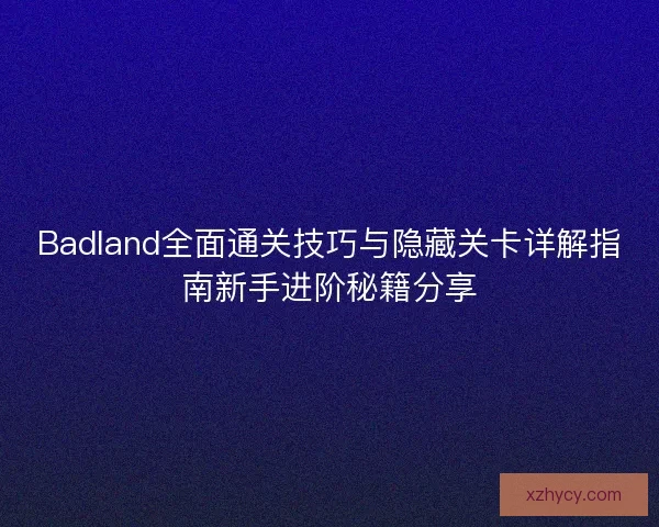 Badland全面通关技巧与隐藏关卡详解指南新手进阶秘籍分享