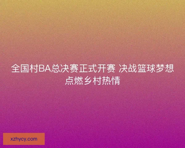全国村BA总决赛正式开赛 决战篮球梦想点燃乡村热情