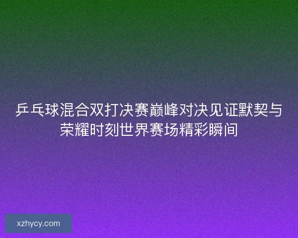乒乓球混合双打决赛巅峰对决见证默契与荣耀时刻世界赛场精彩瞬间 乒乓球混合双打决赛巅峰对决见证默契与荣耀时刻世界赛场精彩瞬间