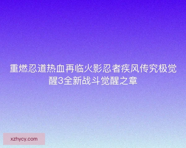 重燃忍道热血再临火影忍者疾风传究极觉醒3全新战斗觉醒之章